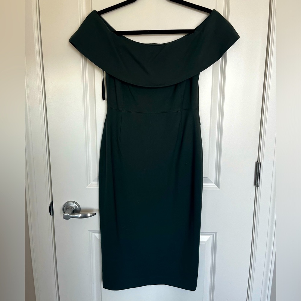 Babaton Ruslan Aritzia off shoulder dress in dark green